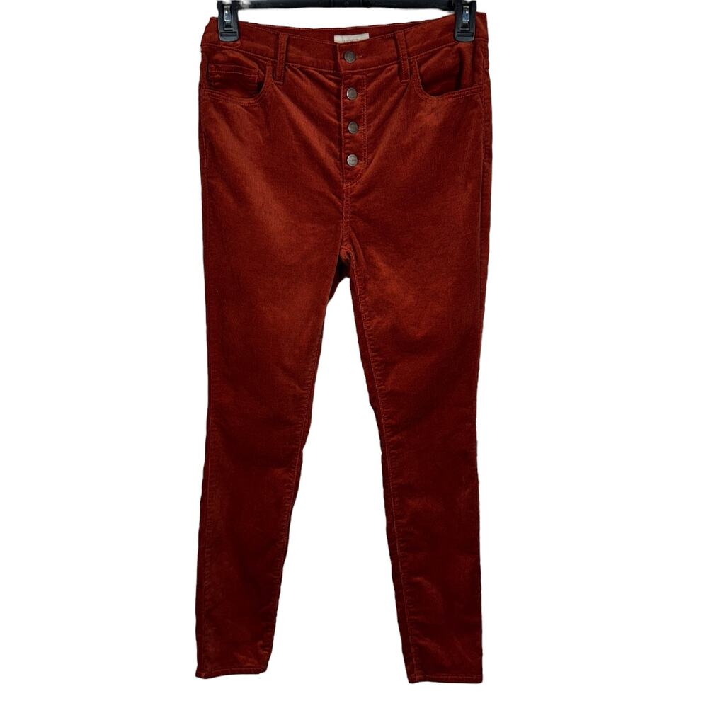 Loft Outlet SZ 6 Hi-Rise Skinny Corduroy Pants Stretch Button-Fly Pockets Rust